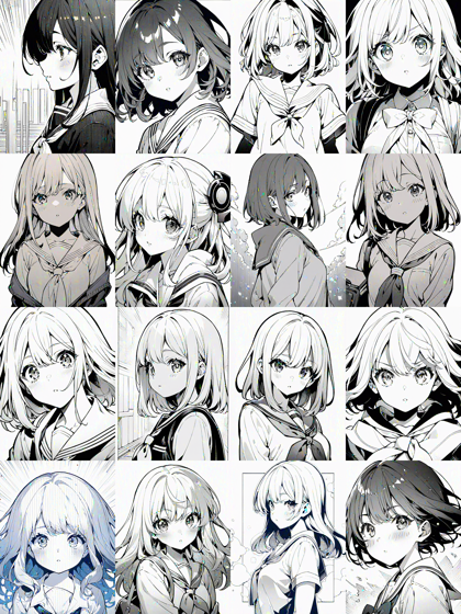 Uniform - モノクロ線画の生成結果でのサンプリングメソッドの比較:画像8