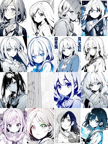 Automatic - モノクロ線画の生成結果でのサンプリングメソッドの比較:画像19