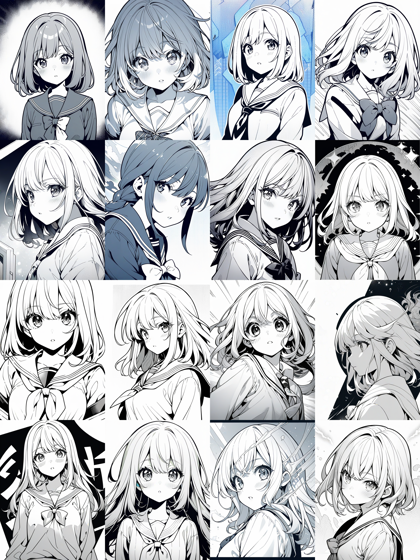 SGM Uniform - モノクロ線画の生成結果でのサンプリングメソッドの比較:画像24