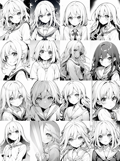 Automatic - モノクロ線画の生成結果でのサンプリングメソッドの比較:画像13
