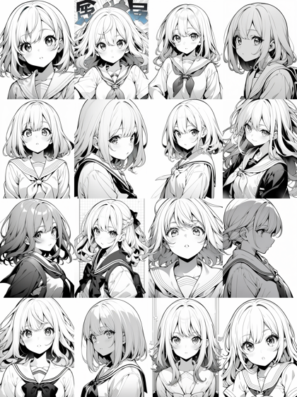 SGM Uniform - モノクロ線画の生成結果でのサンプリングメソッドの比較:画像18
