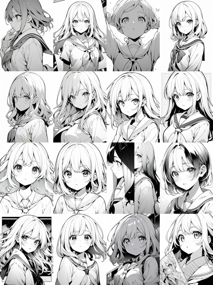 Uniform - モノクロ線画の生成結果でのサンプリングメソッドの比較:画像14