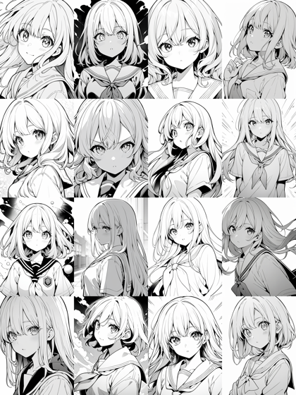 Heun - モノクロ線画の生成結果でのサンプリングメソッドの比較:画像31
