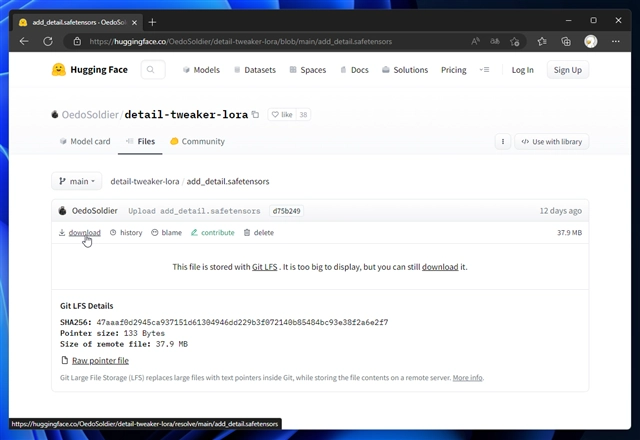 add_detail のLoRA - Detail Tweakerをインストールする:画像2