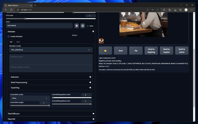 ADetailer (After Detailer) のインストールと利用手順:画像13