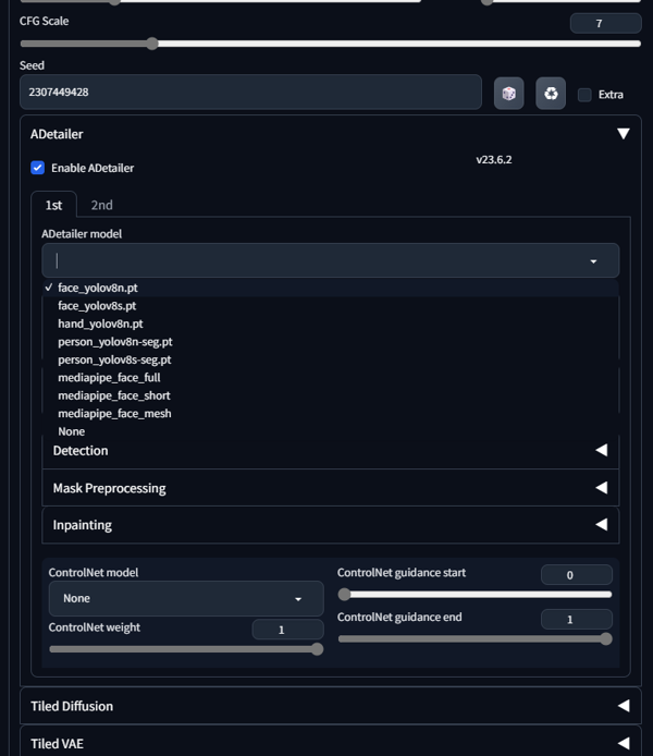 ADetailer (After Detailer) のインストールと利用手順:画像15