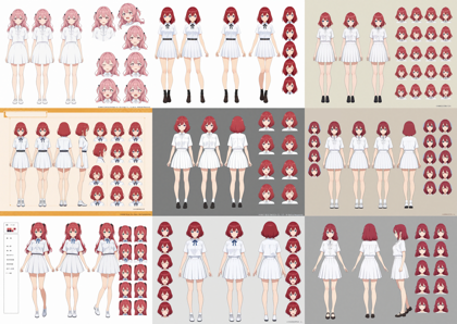 Nova Anime v7.0 - キャラクターの三面図を出力するプロンプト:画像4