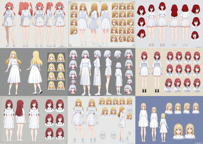 WAI-NSFW Illustrious v13.0 - キャラクターの三面図を出力するプロンプト:画像2