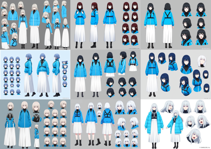 WAI-NSFW Illustrious v13.0 - キャラクターの三面図を出力するプロンプト:画像6
