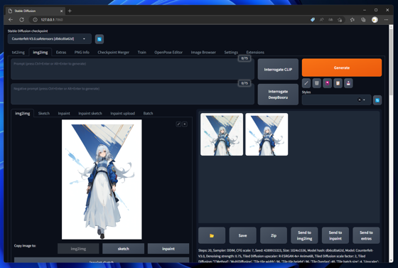 元の画像の形状や構図を維持してアップスケールする (ControlNet Tile / Tiled Diffusion を利用):画像32