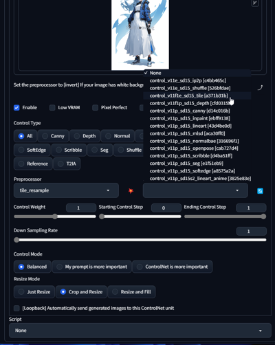 元の画像の形状や構図を維持してアップスケールする (ControlNet Tile + 生成時プロンプト、パラメーターを利用):画像42