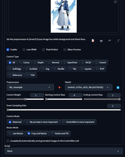 元の画像の形状や構図を維持してアップスケールする (ControlNet Tile + 生成時プロンプト、パラメーターを利用):画像43