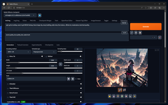 元の画像の形状や構図を維持してアップスケールする (ControlNet Tile + 生成時プロンプト、パラメーターを利用):画像10