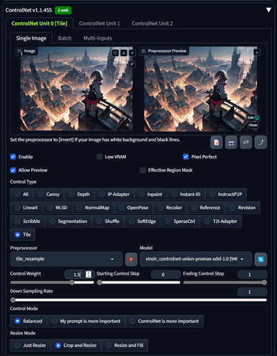 元の画像の形状や構図を維持してアップスケールする (ControlNet Tile + 生成時プロンプト、パラメーターを利用):画像12