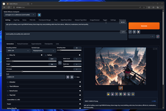 元の画像の形状や構図を維持してアップスケールする (ControlNet Tile + 生成時プロンプト、パラメーターを利用):画像17