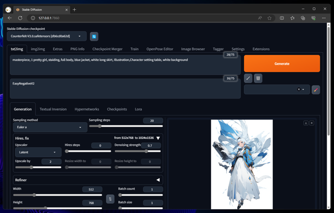 生成画像の解像度を上げて、画像の細部を描画する - Hires.fix の利用:画像28