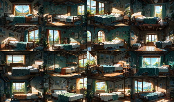 3x3x3 Mix XL (Sampling method:Euler a を利用) - 背景の画像の生成結果を比較する:画像74