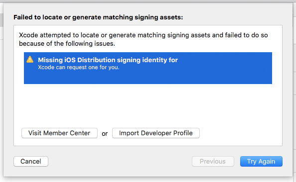 XcodeでAppStoreにバイナリをアップロードすると 「Missing iOS Distribution signing identity for (証明書名)」 エラーが発生しアップロードできない:画像1