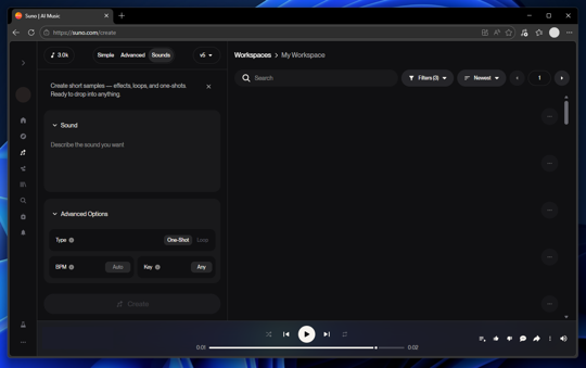 Suno Sounds を利用して効果音を作成する:画像1