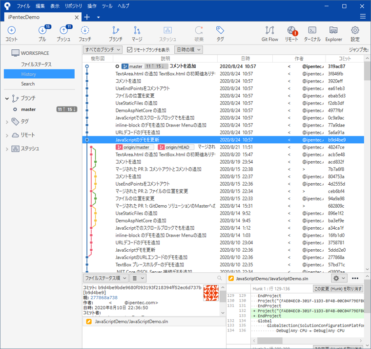Sourcetreeでリモートリポジトリにプッシュ後のコミットのコメントを修正する:画像12