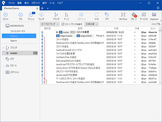 SourcetreeでリモートのGitリポジトリへ変更をプッシュする:画像1