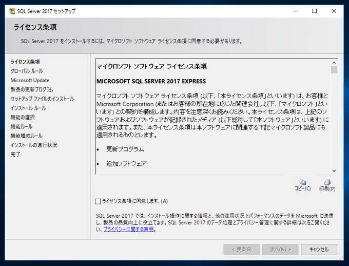 SQL Server 2017 Express エディション のインストール:画像17