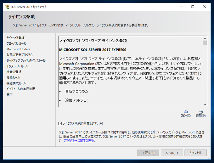 SQL Server 2017 Express エディション のインストール:画像18
