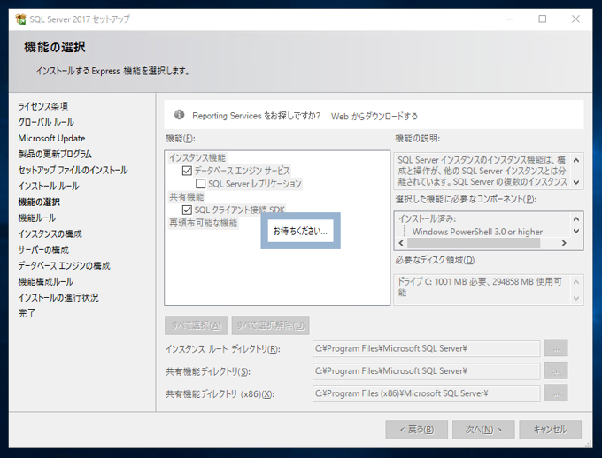 SQL Server 2017 Express エディション のインストール:画像26
