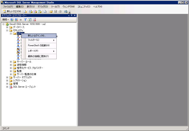 データベースのユーザーとデータベースへのログインユーザーの作成:画像14