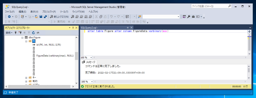 テーブルの列の型を image から varbinary(max) に変更する:画像2