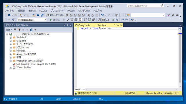 SQL Server で SQLを実行する:画像7