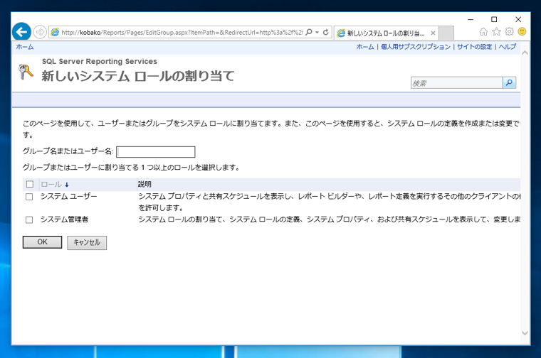 SQL Server Reporting Services のサイトにアクセス権を付与する - SQL Server Reporting Servicesへのアカウント追加:画像4