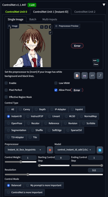 Instant-ID, IP-Adapter Face-ID の入力画像にアニメ、漫画画像を設定すると 