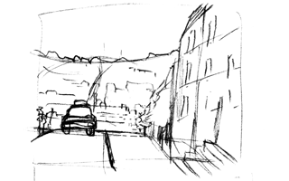 ラフ画像をクリンナップ / ペン入れする (背景・風景シーン):画像1