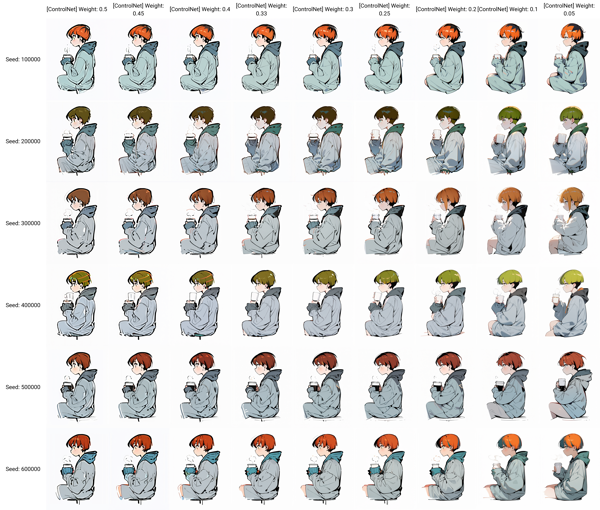 カラーラフからクリンナップされたイラストを生成する:画像27