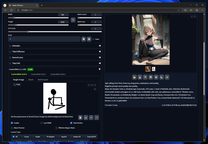 ドラフト画像、シルエット画像からキャラクターポーズ画像を生成する - ControlNet posetest を利用:画像17