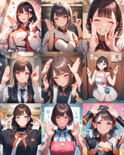 Animagine XL v4.0 opt - 指をそろえて手のひらを開くプロンプト、画像生成結果:画像3