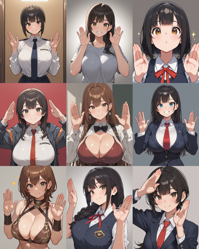 WAI-illustrious-SDXL v16.0 - 指をそろえて手のひらを開くプロンプト、画像生成結果:画像1