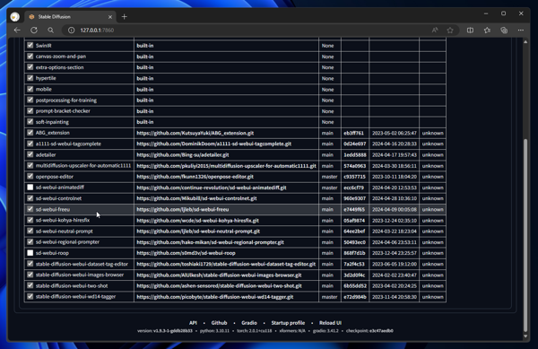 Stable Difusion Web UI に FreeU をインストールする - sd-webui-freeu のインストール:画像7