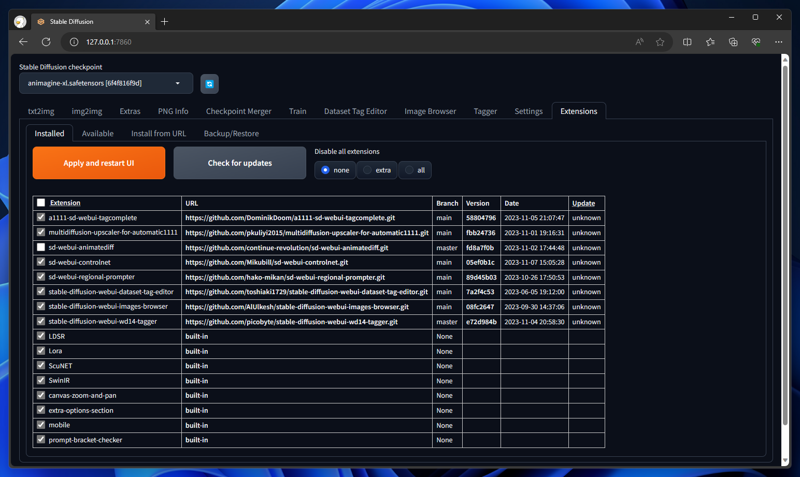 Regional Prompter を利用する - sd-webui-regional-prompter のインストール:画像8