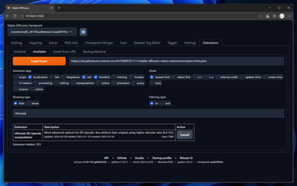 Ultimate SD Upscale extension をインストールする (WebUI A1111 / ComfyUI):画像5