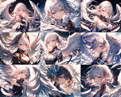 Animagine XL 4.0 opt - 天使の羽があるキャラクターを表現するプロンプト、画像生成結果:画像3