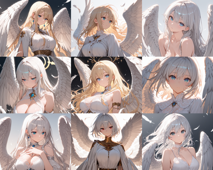 WAI-illustrious-SDXL v15.0 - 天使の羽があるキャラクターを表現するプロンプト、画像生成結果:画像1