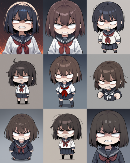 REED AnimeCute SDXL v1.0 - 怒っているデフォルメした顔で瞳がない目を表現するプロンプト、画像生成結果:画像15