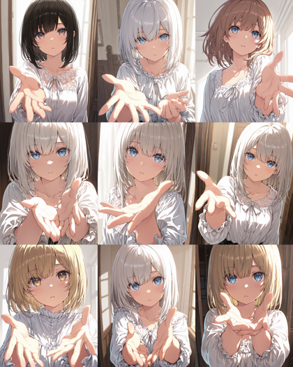 HakushiMix v1.3 - 腕を手前に伸ばすポーズのプロンプトと画像生成結果:画像4