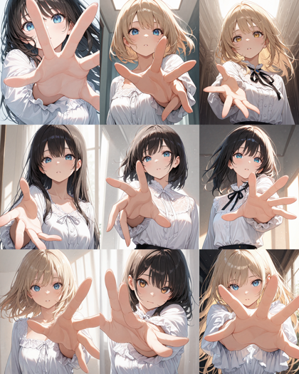 Nova Anime XL v9.0 - 腕を手前に伸ばすポーズのプロンプトと画像生成結果:画像3