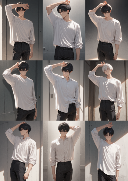 Prefect illustrious XL v6.0 - 腕をまっすぐに下ろしているポーズのプロンプト、画像生成結果:画像11