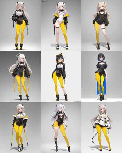 Nova Anime v9.0 - 左右非対称のボトムウェアやストッキングを表現するプロンプトと画像生成結果:画像3