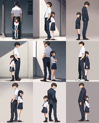 Nova Anime XL v6.0 - 背中合わせのポーズのプロンプトと画像生成結果:画像8
