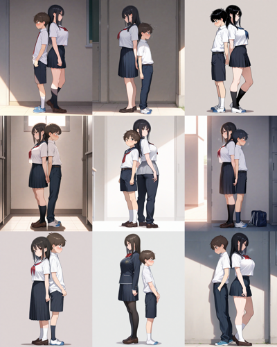 Nova Anime XL v6.0 - 背中合わせのポーズのプロンプトと画像生成結果:画像9